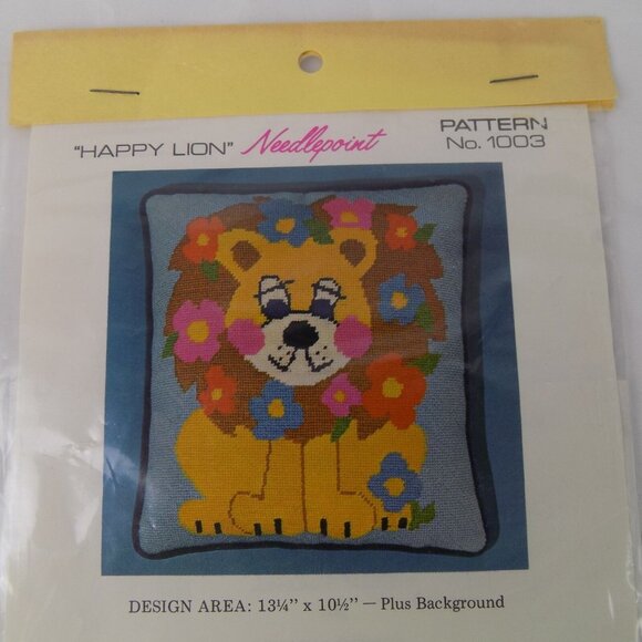 Alice Peterson Other - Alice Peterson Happy Lion Needlepoint Original #1003 1972 Pillow Picture Vtg New